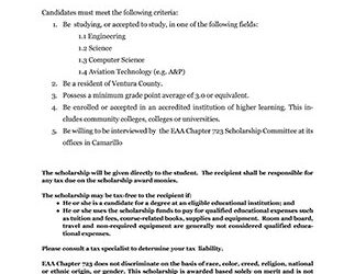 Academic Scholarship Document and Requirements